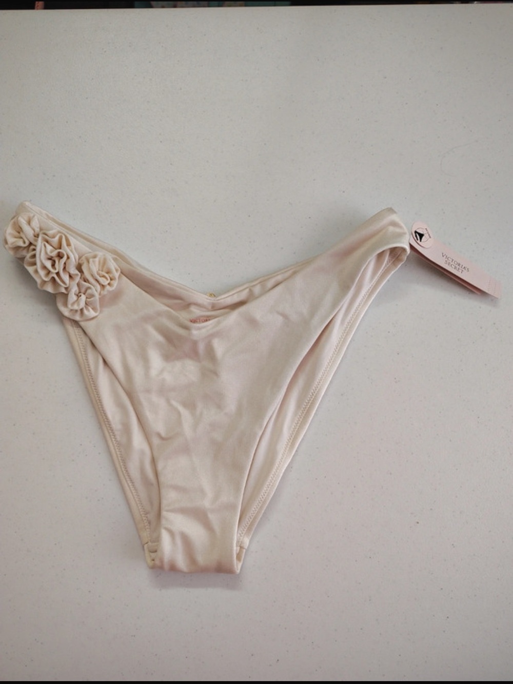 Victoria's Secret Cream Floral Accent Bikini Bottom
